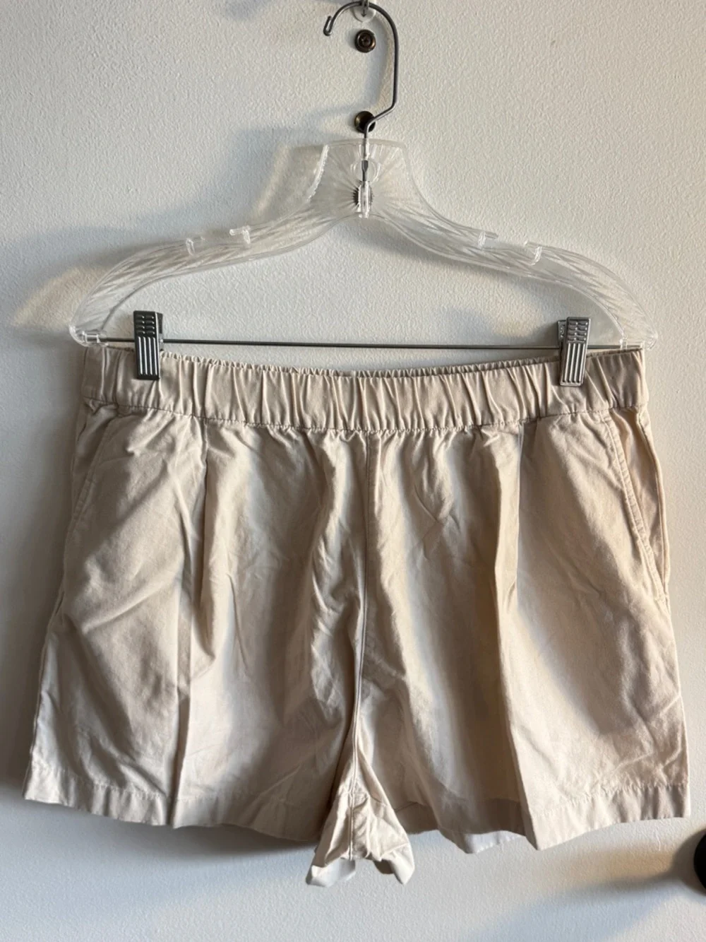 Uniqlo 100% Cotton Women’s Cream Elastic-Waist Drawstring Shorts Size XL